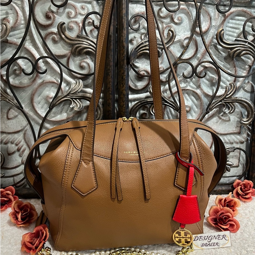 TORY BURCH Perry Leather Satchel Tote EUC! Moose
